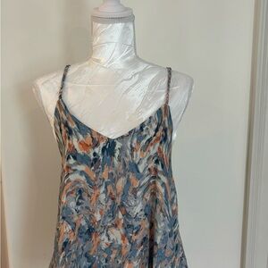 Olivaceous Abstract Blue and Orange Camisole